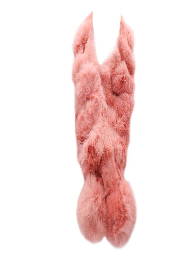surell Long Rabbit Ball Scarf - Womens Neck Trim Scarf - Winter Collar Wrap (Pink) - Image 1